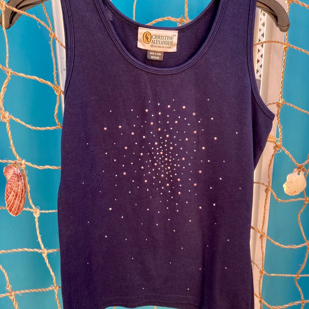 1990’s Navy Blue  Tank with Swarovski Crystals